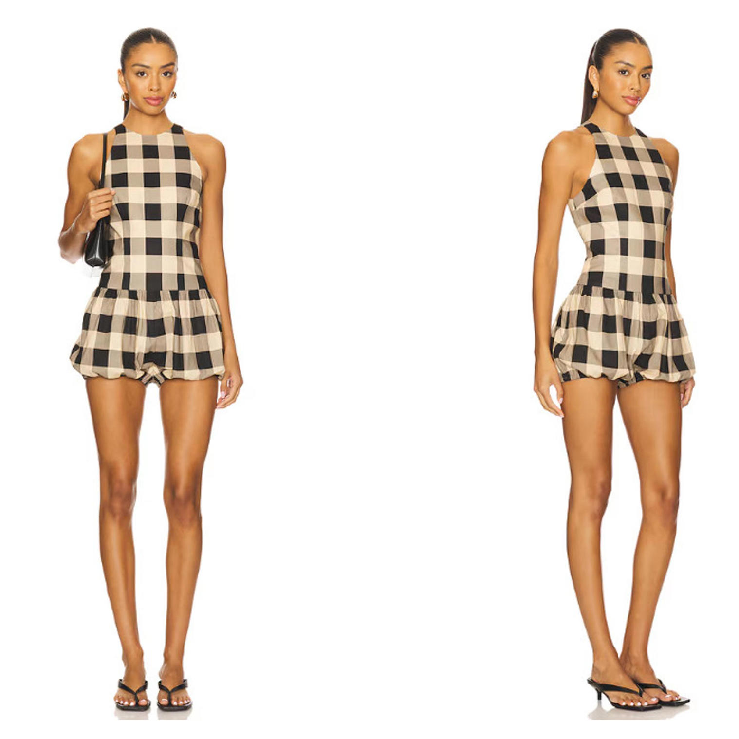New Seroya Katt Linen Romper Bold Gingham Size Xs Nwt $358msrp